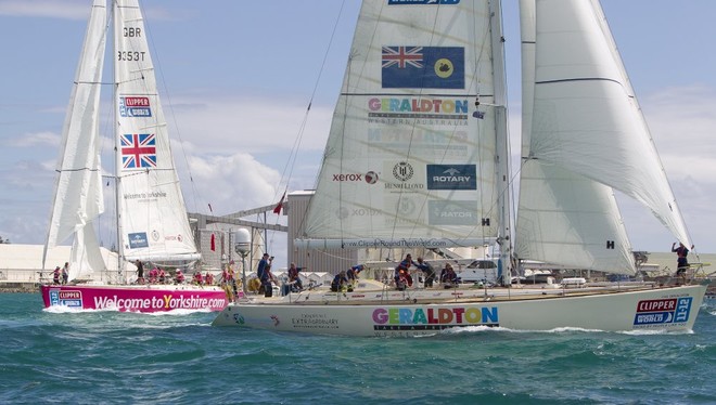 Geraldton Western Australia and Welcome to Yorkshire at the start of Race 5 in the Clipper 11-12 Round the World Yacht Race. © Karl Monaghan/onEdition